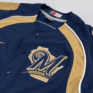 Nike Milwaukee Brewers Jersey MENS MLB Blaine Hardy‎ #7 Button Close SIZE LARGE